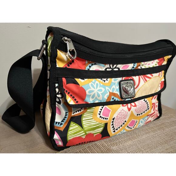 Brighton Retro Floral 14x9 Crossbody Shoulder Bag Purse - Picture 2 of 8